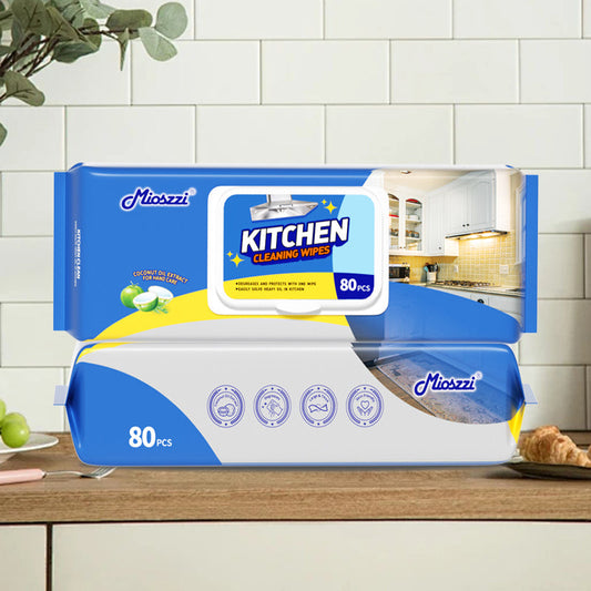 Cleaning the table with Mioszzi Kitchen Wet Wipes is extremely convenient, thanks to its design, functionality, and experience.