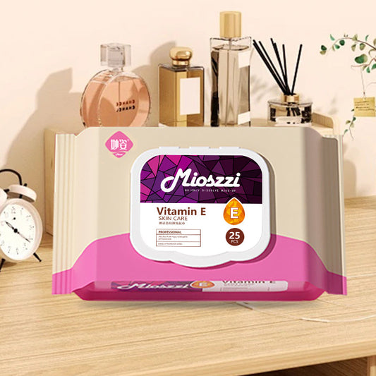 Mioszzi Makeup Remover Wet Wipes are smartly designed and ready to use in a portable flip-top 25-piece pack.