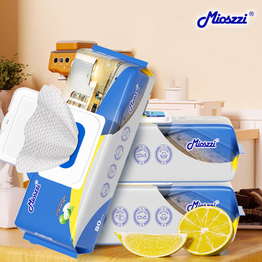 Mioszzi kitchen wipes contain surfactants, coconut oil, EDI pure water, and natural plant formulas.
