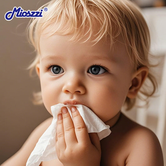 Mioszzi EDI water-based baby wet wipes are ideal for the daily care of babies and children from 0 to 3 years of age, and from 3 to 5 years of age, thanks to their gentle formula and pure ingredients.