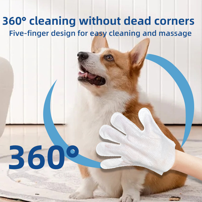 1. Gently removes dirt, debris and odors. Super strong deodorizing ability.
2. Infused with fermented coconut oil, nourishes and smoothes hair.
3. Removes sweat and dirt while fighting bacteria.
4. Fresh coconut scent calms and soothes pets' emotions, making pets fall in love with cleaning.
5. Multi-purpose pet glove wipes for cleaning body and ear wax.