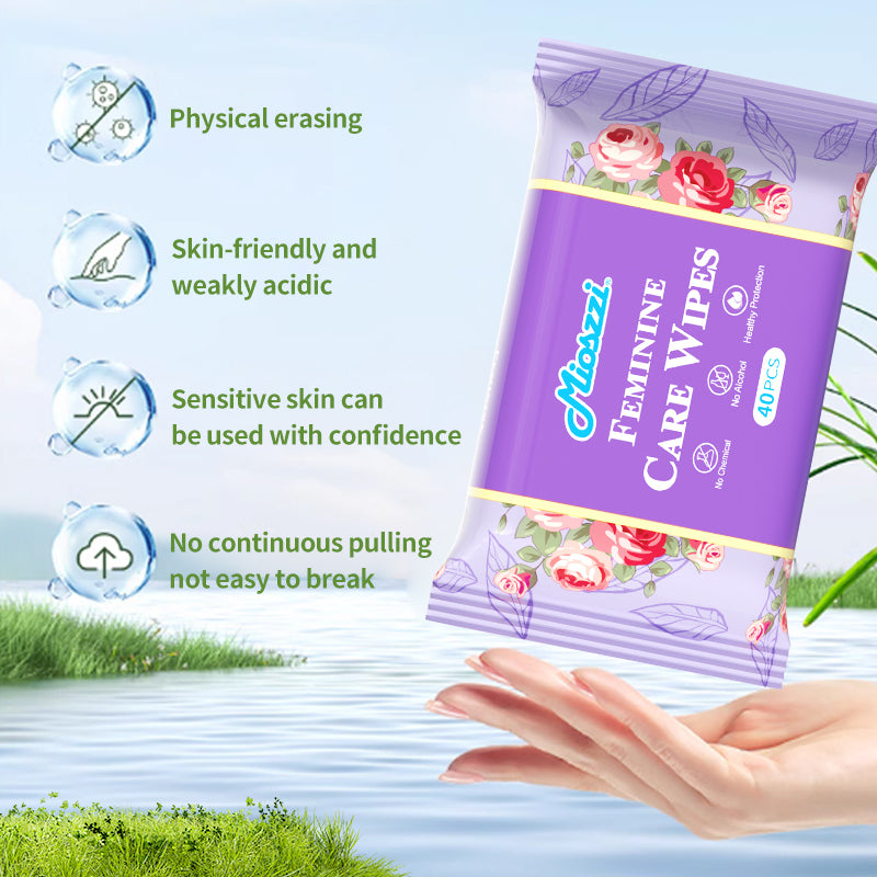 1. Disposable feminine care wipes, throw away after use, clean and hygienic.
2. Contains no harmful chemical additives, no dyes, moisturizes and soothes sensitive skin.
3. Multi-purpose wipes, daily necessities for homes and apartments.
4. Add EDI pure water, and water-based wipes, to effectively moisturize the skin.
5. Private hygiene wipes for women during menstruation that do not need to be rinsed.