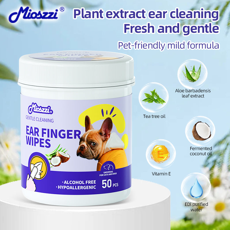 1、Pet universal type, suitable for cats, dogs, rabbits, hamsters and other pets.
2、Versatile, can be used to clean ears, teeth, around eyes and toes.
3、All natural ingredients, alcohol free ,gentle and non-irritating, protecting the health of pets.
4、Effectively removes ear wax and debris, soothes and deodorizes, and relieves ear itching and inflammation.
5、Finger-type wipes are more convenient to use and clean more carefully.