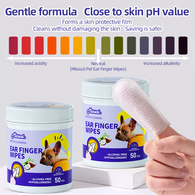 1、Pet universal type, suitable for cats, dogs, rabbits, hamsters and other pets.
2、Versatile, can be used to clean ears, teeth, around eyes and toes.
3、All natural ingredients, alcohol free ,gentle and non-irritating, protecting the health of pets.
4、Effectively removes ear wax and debris, soothes and deodorizes, and relieves ear itching and inflammation.
5、Finger-type wipes are more convenient to use and clean more carefully.