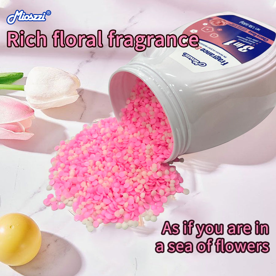 1. Smooth, fragrance retention, and color protection in one.
2. Use laundry fragrance beads to effectively prevent fabric damage.
3. It can effectively remove sweat stains that are difficult to remove.
4. Use deodorant beads to enhance freshness and maintain a good mood all day long.
5. Safe for all loads including towels, active wear and children's sleepwear.