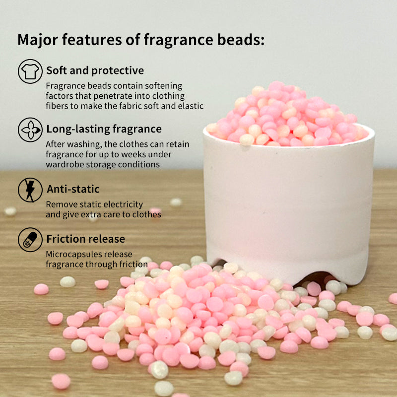 1. Smooth, fragrance retention, and color protection in one.
2. Use laundry fragrance beads to effectively prevent fabric damage.
3. It can effectively remove sweat stains that are difficult to remove.
4. Use deodorant beads to enhance freshness and maintain a good mood all day long.
5. Safe for all loads including towels, active wear and children's sleepwear.