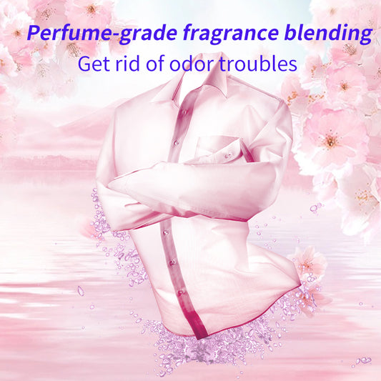 1. Smooth, fragrance and color protection three-in-one.
2. Deodorant beads for clothes can effectively remove sweat stains that are difficult to remove.
3.Fragrant floral fragrance, cherry blossom and rose fragrance linger, makes clothes Long-lasting fragrance.
4. The microcapsule technology of colloid particles can keep the fragrance of clothes for a long time.
5. Effectively prevent clothes from agglomerating and remove static electricity.