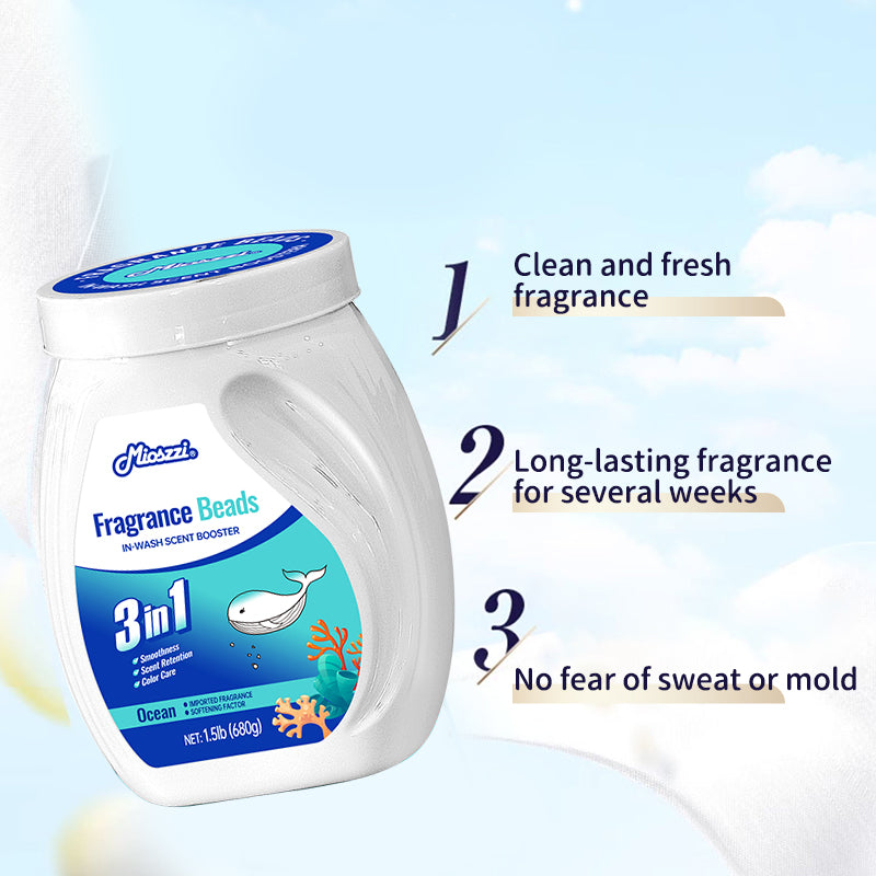 1. Laundry fragrance beads use deodorizing technology to effectively decompose odor molecules.
2. Microcapsule sandblasting technology allows clothes to retain fragrance for a long time.
3. Clothing deodorizing beads can effectively remove sweat stains that are difficult to remove.
4. Effectively soften fabrics, prevent static electricity, and prevent clothes from clumping.
5. Super value combination pack, suitable for home use, safe and easy-to-melt formula.