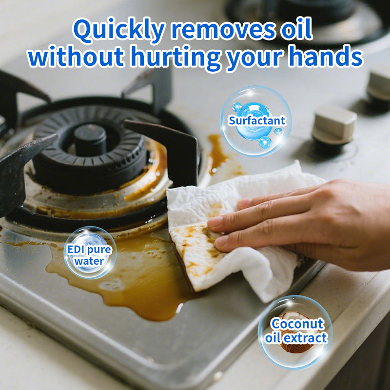 1. Gentle alcohol-free formula, carefully cares for your hands and effectively reduces irritation.
2. Easily deal with stubborn oil stains and daily dust in the kitchen, making cleaning simple and efficient.
3. Multifunctional application scenarios, not limited to the kitchen, but can also effectively clean and renew car interiors, home decorations and office desks.
4. Fresh coconut-scented kitchen wipes quickly decompose oil stains and leave a pleasant aroma.
5. Made of high-quality non-woven fabric