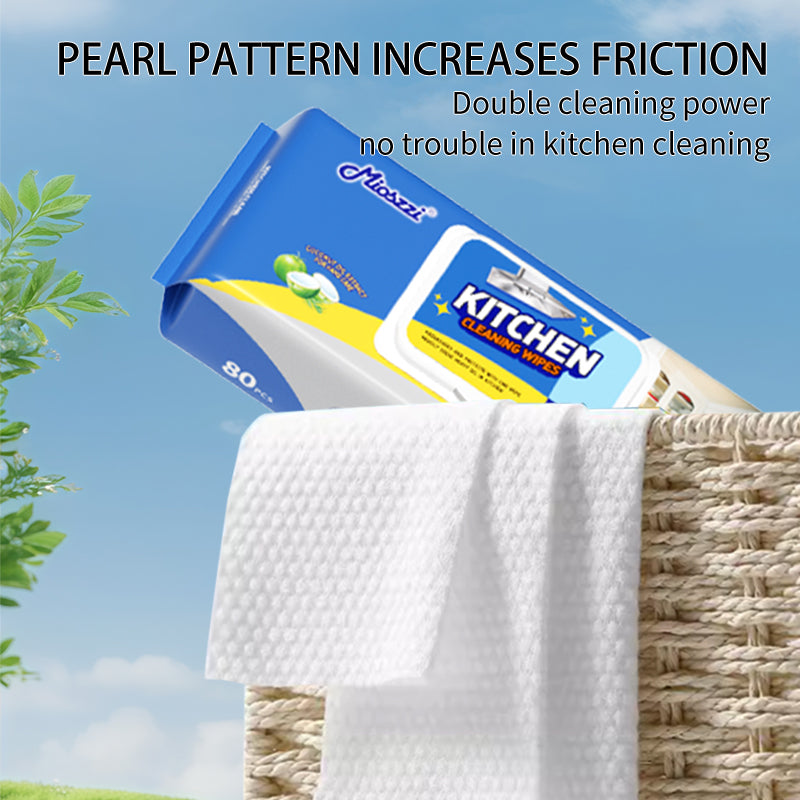 1. Add surfactants to deeply disintegrate oil stains, and the cleaning power is several times higher than that of ordinary rags.
2. Suitable for pots, tableware, stoves, walls, range hoods, sinks and kitchen appliances, easily cope with various oil stains.
3. Soft, thick and skin-friendly material, not easy to tear or shed, the surface is smooth and traceless after wiping.
4. Pearl pattern non-woven fabric, flexible and oil-absorbent and not easy to break, can be repeatedly wiped in multiple areas.