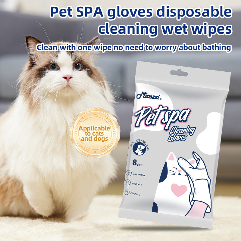 1. Water-based wipes, super absorbent, moisturizing pet skin.
2. Plant-based non-woven fabric, extra thick and soft, tear-resistant.
3. Deodorizing wipes, effectively remove unpleasant odors.
4. Hypoallergenic formula, safe for cats and dogs.
5. Clean dirt from paws and skin, grooming cleaning mitt wipes.