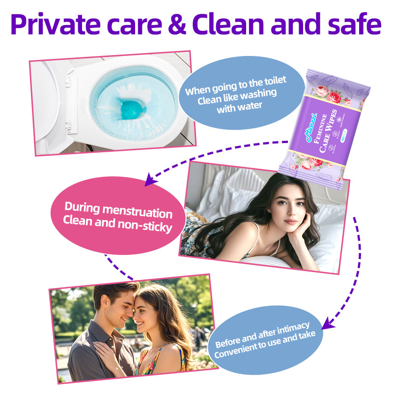 1. Mild and weakly acidic, does not destroy immune balance.
2. Gentle formula without chemical additives, fragrance-free and non-irritating.
3. Super soft non-woven fabric, edelweiss-like skin-friendly touch.
4. Multi-purpose, suitable for cleaning during menstruation and after intimacy.
5.Deodorant body wipes effectively eliminate dirt, grime and sweat.
6. It can be easily put into pockets or bags when you go out without taking up space.