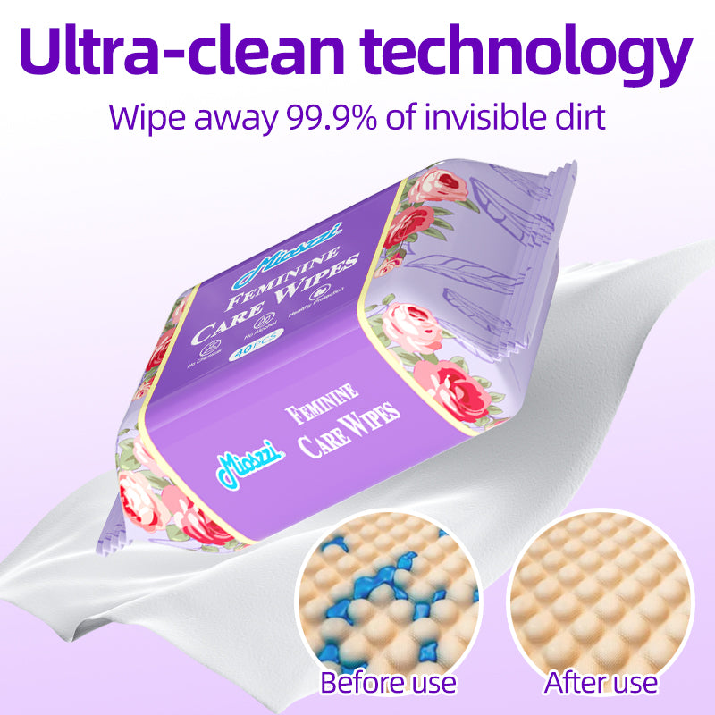 1. Mild and weakly acidic, does not destroy immune balance.
2. Gentle formula without chemical additives, fragrance-free and non-irritating.
3. Super soft non-woven fabric, edelweiss-like skin-friendly touch.
4. Multi-purpose, suitable for cleaning during menstruation and after intimacy.
5.Deodorant body wipes effectively eliminate dirt, grime and sweat.
6. It can be easily put into pockets or bags when you go out without taking up space.