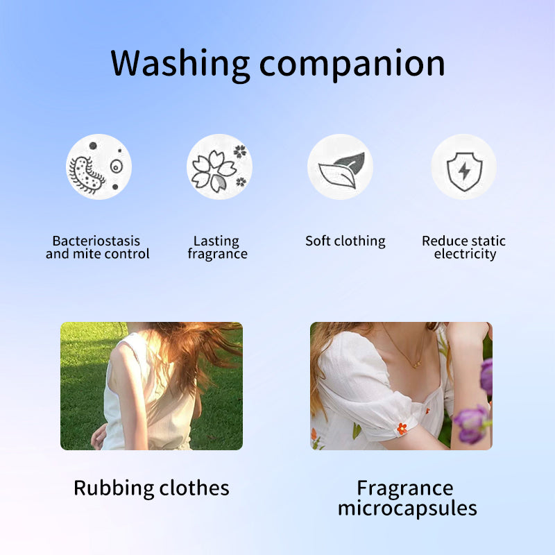1. Smooth, fragrance and color protection three-in-one.
2. Deodorant beads for clothes can effectively remove sweat stains that are difficult to remove.
3. The sea breeze scent created by the collision of cedar and amber keeps the clothes fragrant.
4. The microcapsule technology of colloid particles can keep the fragrance of clothes for a long time.
5. Effectively prevent clothes from agglomerating and remove static electricity.