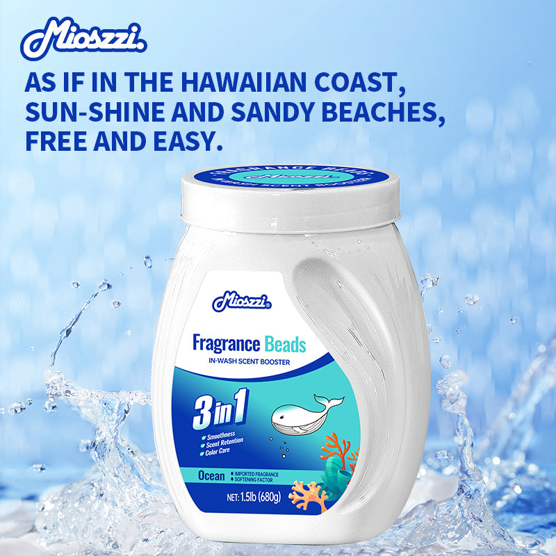 1. Smooth, fragrance and color protection three-in-one.
2. Deodorant beads for clothes can effectively remove sweat stains that are difficult to remove.
3. The sea breeze scent created by the collision of cedar and amber keeps the clothes fragrant.
4. The microcapsule technology of colloid particles can keep the fragrance of clothes for a long time.
5. Effectively prevent clothes from agglomerating and remove static electricity.