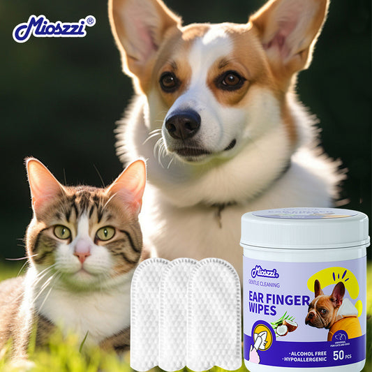 Mioszzi pet finger cleaning wet wipes allows for convenient wiping of the pet's ears, keeping them dry and clean, thus preventing ear diseases.