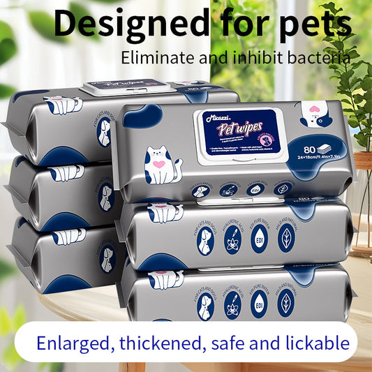 The first choice for multi-pet families: Mioszzi Pet Cleansing Wipes 80-piece large package, worry-free and cost-saving