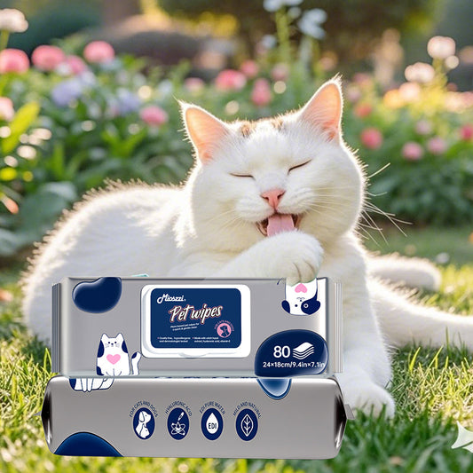 Mioszzi 80 pieces of pet wipes, due to the four core advantages of safe ingredients, functionality, economy, and upgraded experience to meet the needs of pet care!