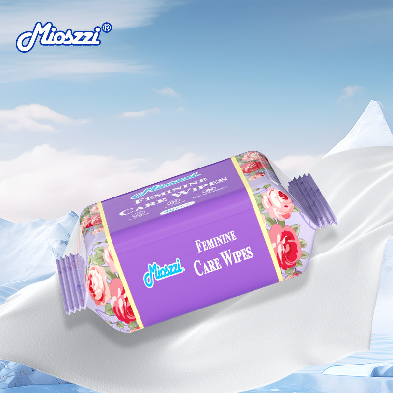 Mioszzi's female private care wipes do not contain alcohol, no harmful chemicals and additives, no fluorescent agents, reduce irritation to the skin, and are suitable for sensitive skin.