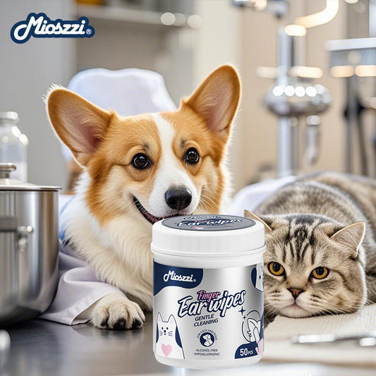 The pearlized design of Mioszzi Pet Finger Wet&nbsp;Wipes demonstrates multiple benefits when cleaning ear mites from your pet's ear canal.