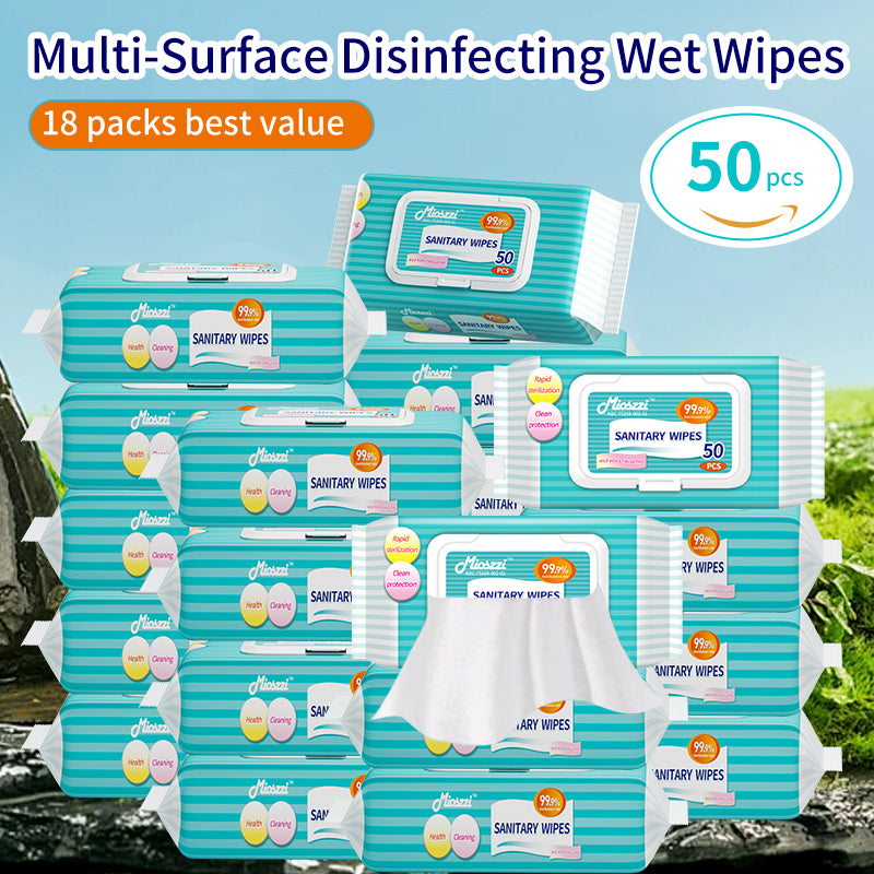 18 Packs of Best All-Purpose Cleaning Wet Wipes for Teens - Alcohol-Free No Dyes Formula Kills Germs Cleans Tough Messes Cell Phone & Electronics Cleaner Natural No Residue Moisturizing Antibacterial Force Wipes for Sensitive Skin
