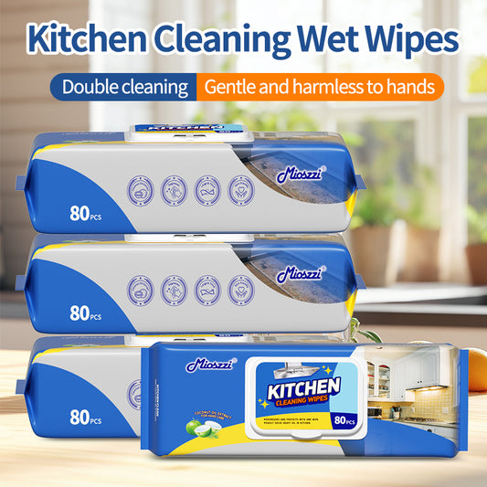 6 Packs Special Package Mioszzi Kitchen Cleaning Wet Wipes Quickly Dissolve Limescale & Soap Scum Bleach-free Non-irritating Formula Gentle and Gentle on Hands Thickened Material Deep Cleaning Must-have for Bathroom Renovation Multi-surface Cleaning Wipes
