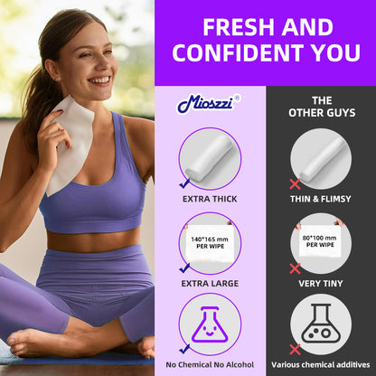 24 Packs Best Feminine Intimate Care Hygiene Wet Wipes for Odor Fragrance Free Butt & Armpit Cleaning Antibacterial Travel & on the Go Friendly Cleaning Incontinence Poop Extra Large Feminine Purifying & Deodorizing Sanitation Body Wipes