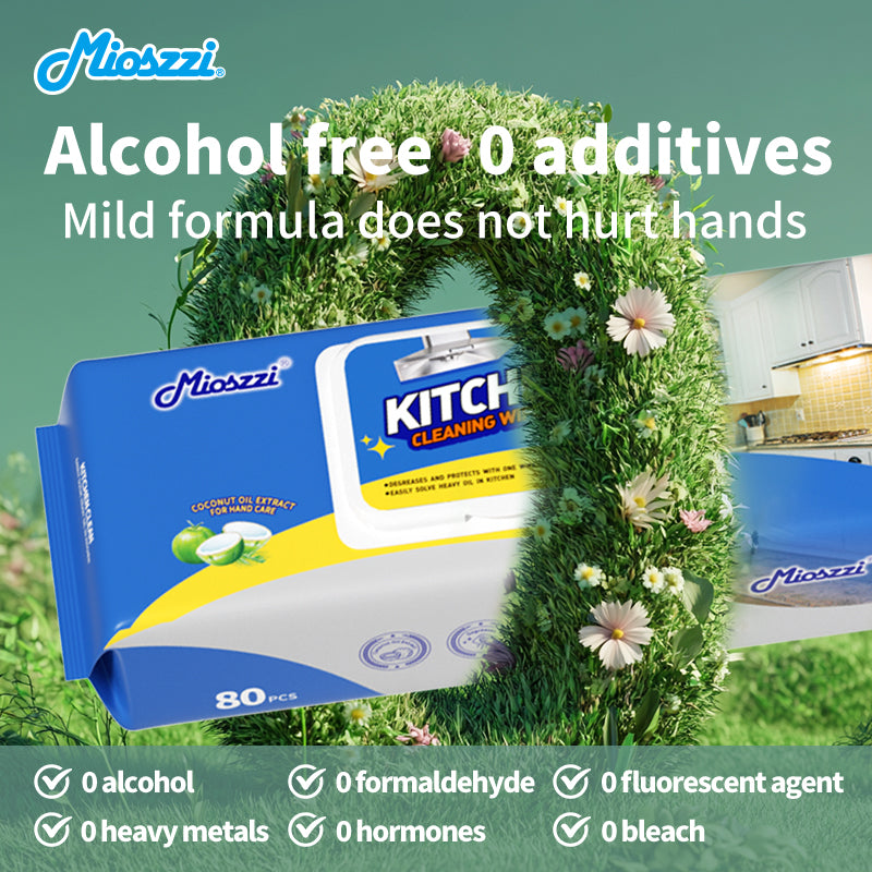 1. Added coconut oil extract, skin-friendly wipes.

2. Used to clean up spills, wipe counter&nbsp;tops and sweep up crumbs on the table.

3. Kitchen wet grease cleaning wipes are characterized by high strength, high water absorption and durability.

4. Scrub stubborn stains and provide scratch-free cleaning.

5. Disposable wipes, throw away after use, will not breed bacteria.