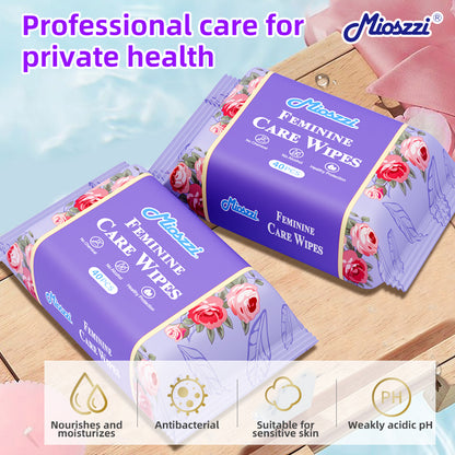 1. Disposable female care wipes, clean and hygienic.

2. No chemical additives, no dyes, moisturizing, soothing and calming sensitive skin.

3. Multi-purpose wipes, very suitable for home and apartment

4. Water-based wipes, effective moisturizing skin.

5. No-rinse private hygiene wipes for menstrual women.