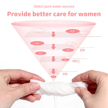 1. EDI-purified water is the main ingredient, soothing and moisturizing the skin.

2. Gentle and safe, does not contain preservatives and alcohol, and is friendly to sensitive skin.

3. Hypoallergenic formula, gentle and non-irritating.

4. Multi-purpose wipes, suitable for cleaning during menstruation and after long activities.

5. 40 pieces of small package design, convenient for travel.