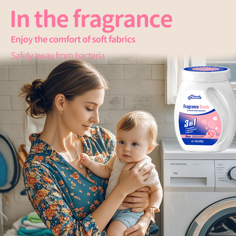 1、1.5 lb&nbsp;large barrel, suitable for home use, large quantity and affordable.

2、Smooth, fragrance retention and color protection three-in-one.

3、Effectively prevent clothes from clumping, remove static electricity, and help clothes restore their natural elasticity and soft skin-friendly feel.

4、Aromatic floral scent, cherry blossom and rose fragrance linger, making clothes fragrant and lasting.

5、Suitable for all washing machines and safe for all fabrics.