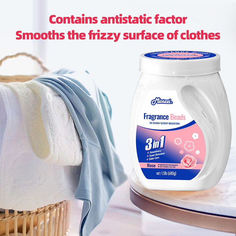 1. Laundry fragrance beads using deodorant technology effectively decompose odor molecules.

2. Microcapsule blasting technology allows clothes to retain fragrance for a long time.

3. Deodorant beads used for clothes can effectively remove sweat stains that are difficult to remove.

4. Effectively soften fabrics, anti-static to prevent clothing from clumping.

5. Value pack combination suitable for home use, large quantity and affordable price.