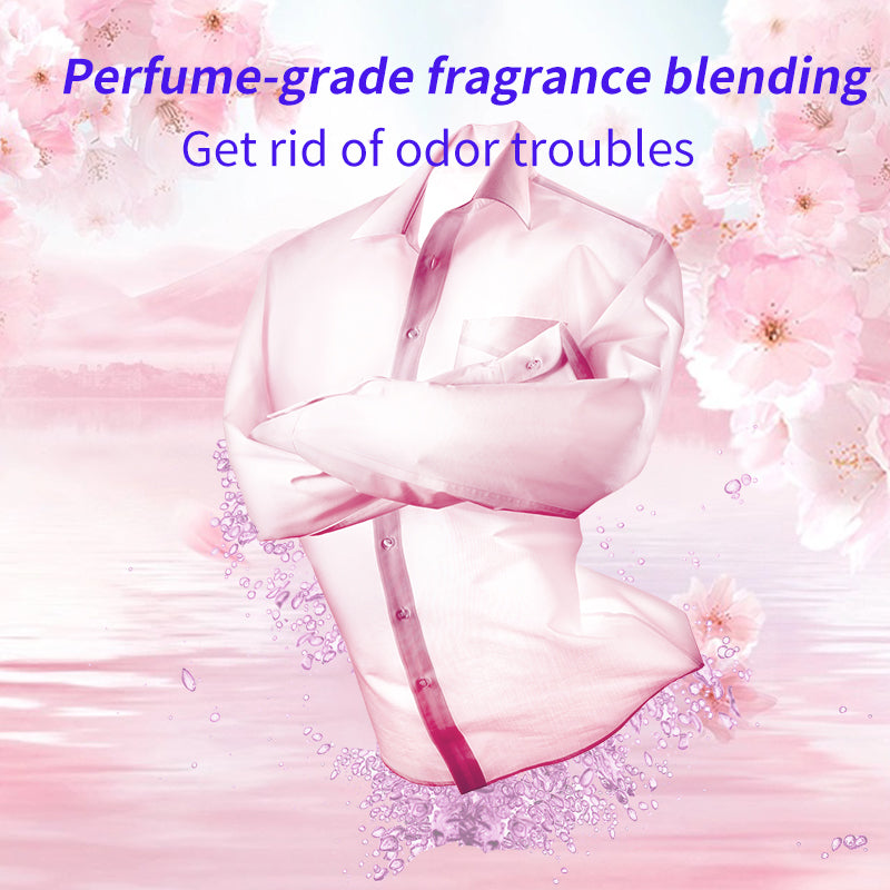 1. Smooth, fragrance and color protection three-in-one.

2. Deodorant beads for clothes can effectively remove sweat stains that are difficult to remove.

3.Fragrant floral fragrance, cherry blossom and rose fragrance linger, makes clothes Long-lasting fragrance.

4. The microcapsule technology of colloid particles can keep the fragrance of clothes for a long time.

5. Effectively prevent clothes from agglomerating and remove static electricity.