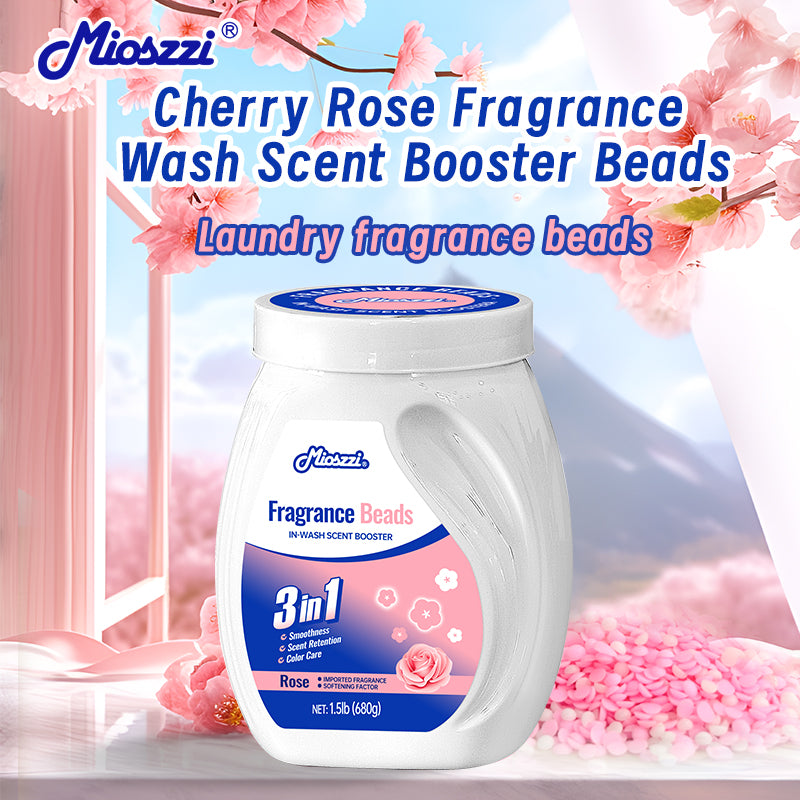 1. Smooth, fragrance and color protection three-in-one.

2. Deodorant beads for clothes can effectively remove sweat stains that are difficult to remove.

3.Fragrant floral fragrance, cherry blossom and rose fragrance linger, makes clothes Long-lasting fragrance.

4. The microcapsule technology of colloid particles can keep the fragrance of clothes for a long time.

5. Effectively prevent clothes from agglomerating and remove static electricity.