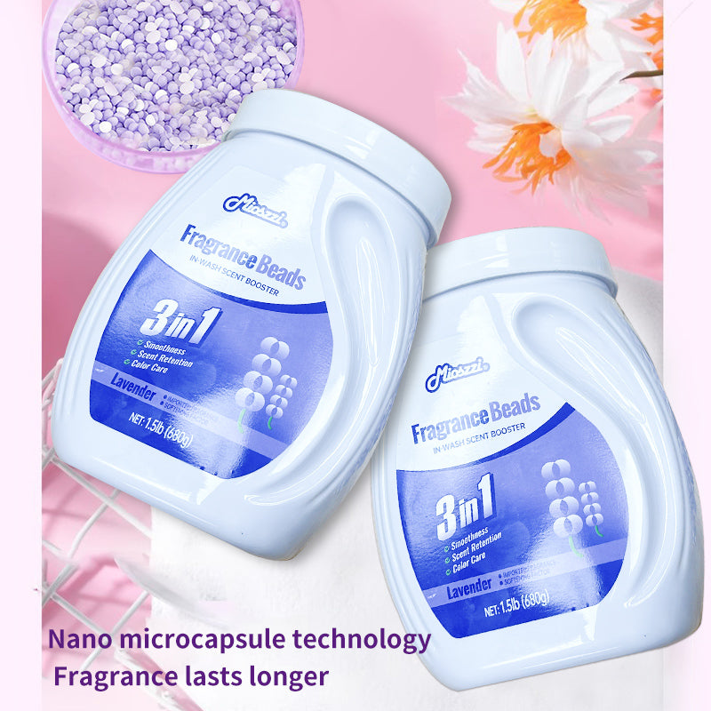 1. Smooth, fragrant, and color protection in one.

2. Clothing deodorant beads can effectively remove sweat stains that are difficult to remove.

3. The rich lavender scent is like traveling through a lavender garden, calming your mood.

4. Colloidal particle microcapsule technology makes the fragrance of clothes last.

5. Effectively prevent clothing from caking and remove static electricity.