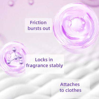 1. Smooth, fragrant, and color protection in one.

2. Clothing deodorant beads can effectively remove sweat stains that are difficult to remove.

3. The rich lavender scent is like traveling through a lavender garden, calming your mood.

4. Colloidal particle microcapsule technology makes the fragrance of clothes last.

5. Effectively prevent clothing from caking and remove static electricity.