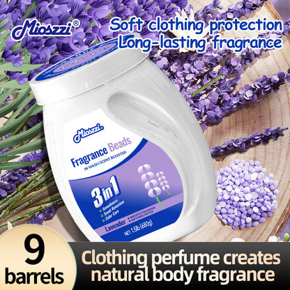 1. Smooth, fragrance and color protection three-in-one.

2. Deodorant beads for clothes can effectively remove sweat stains that are difficult to remove.

3.The fragrance of lavender and violet, makes clothes Long-lasting fragrance.

4. The microcapsule technology of colloid particles can keep the fragrance of clothes for a long time.

5. Effectively prevent clothes from agglomerating and remove static electricity.