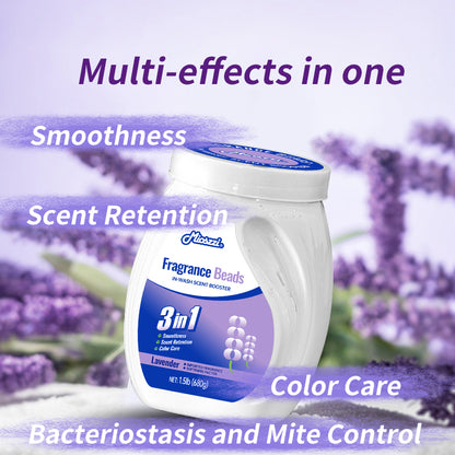 1. Smooth, fragrance and color protection three-in-one.

2. Deodorant beads for clothes can effectively remove sweat stains that are difficult to remove.

3.The fragrance of lavender and violet, makes clothes Long-lasting fragrance.

4. The microcapsule technology of colloid particles can keep the fragrance of clothes for a long time.

5. Effectively prevent clothes from agglomerating and remove static electricity.