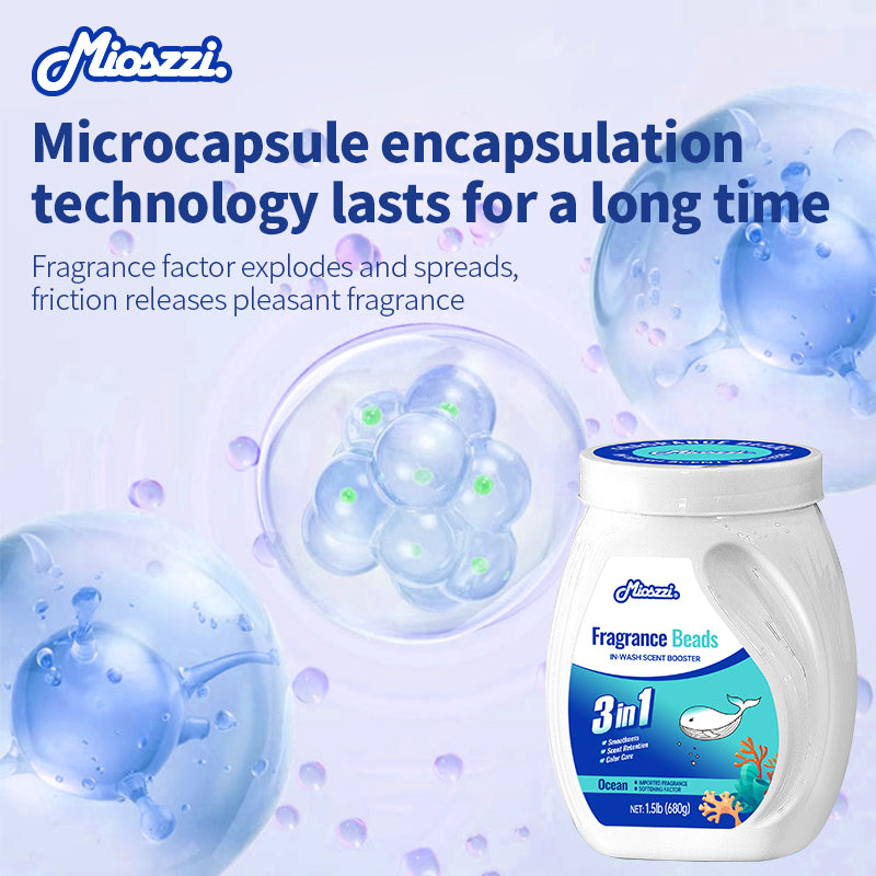 1、1.5lb large barrel, suitable for home use, large quantity and affordable.

2、Smooth, fragrance and color protection in one.

3、Effectively prevent clothes from clumping, remove static electricity, and help clothes restore their natural elasticity and skin-friendly softness.

4、The sea breeze fragrance created by the collision of cedar and amber keeps the clothes fragrant.

5、Suitable for all washing machines and safe for all fabrics.
