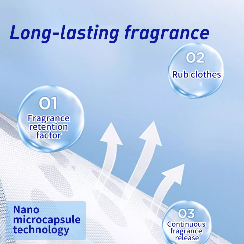 1. Laundry fragrance beads use deodorizing technology to effectively decompose odor molecules.

2. Microcapsule sandblasting technology allows clothes to retain fragrance for a long time.

3. Clothing deodorizing beads can effectively remove sweat stains that are difficult to remove.

4. Effectively soften fabrics, prevent static electricity, and prevent clothes from clumping.

5. Super value combination pack, suitable for home use, safe and easy-to-melt formula.
