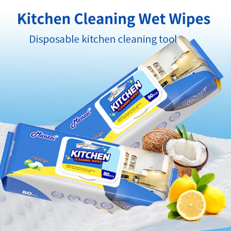 1. Contains highly effective degreasing essence ingredients, and the cleaning effect is far superior to ordinary rags.

2. Widely used in areas such as cookers, tableware, countertops, kitchen walls, range hoods, and sinks.

3. Deeply decomposes stubborn grease, keeping the clean surface as bright and clean as new.

4. Kitchen cleaning wipes are made of spunlace non-woven fabrics, which are thick, soft to the touch and durable.

5. All-purpose cleaning wipes, disposable and rinse-free, convenient and worry-