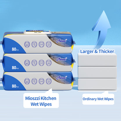 1. Contains highly effective degreasing essence ingredients, and the cleaning effect is far superior to ordinary rags.

2. Widely used in areas such as cookers, tableware, countertops, kitchen walls, range hoods, and sinks.

3. Deeply decomposes stubborn grease, keeping the clean surface as bright and clean as new.

4. Kitchen cleaning wipes are made of spunlace non-woven fabrics, which are thick, soft to the touch and durable.

5. All-purpose cleaning wipes, disposable and rinse-free