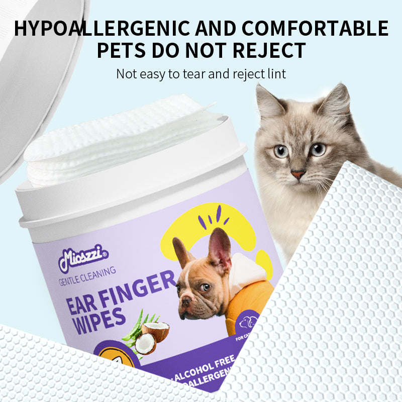 1. Water-based wipes, with excellent water absorption, moisturizing pet skin.

2. Made of plant-based non-woven material, thick, soft, and with excellent tear resistance.

3. Deodorizing wipes, effectively remove stubborn odors from pets.

4. Hypoallergenic formula, ensuring safety for cats and dogs.

5. Clean pet paws and skin, with portable canned grooming finger wipes.