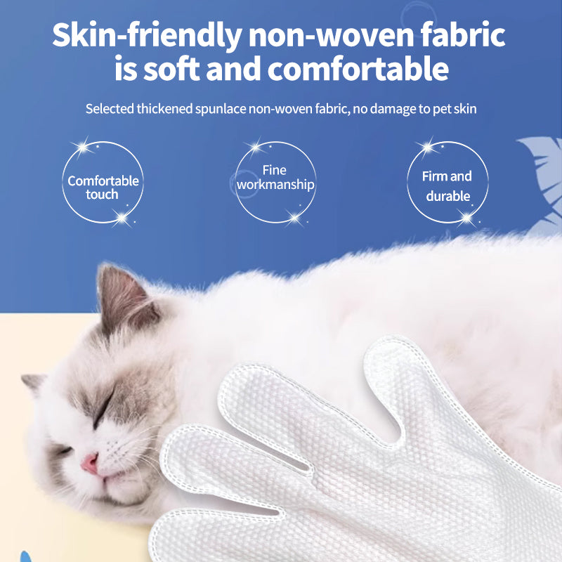 1. General purpose wipes that can be used to clean skin and hair.

2. Pure water wipes, gentle formula, hypoallergenic, safe for sensitive skin.

3. Antibacterial deodorizing wipes, effectively reduce dog dander, remove dirt and bacteria.

4. Bag-packed glove wipes, highly hydrophilic and not easy to leak, keep pets fresh during travel.

5. Widened and enlarged glove wipes, more convenient to clean the whole body of the pet.