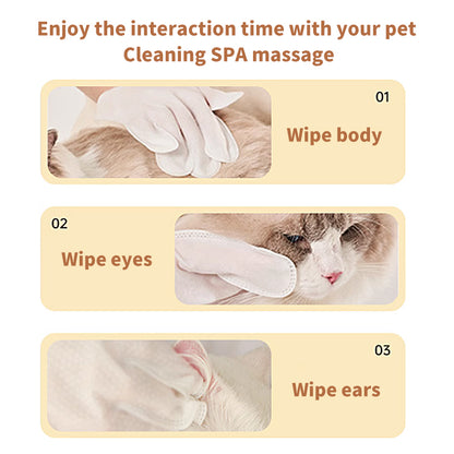 1. General purpose wipes that can be used to clean skin and hair.

2. Pure water wipes, gentle formula, hypoallergenic, safe for sensitive skin.

3. Antibacterial deodorizing wipes, effectively reduce dog dander, remove dirt and bacteria.

4. Bag-packed glove wipes, highly hydrophilic and not easy to leak, keep pets fresh during travel.

5. Widened and enlarged glove wipes, more convenient to clean the whole body of the pet.