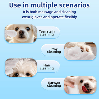 1. Water-based wipes, super absorbent, moisturizing pet skin.

2. Plant-based non-woven fabric, extra thick and soft, tear-resistant.

3. Deodorizing wipes, effectively remove unpleasant odors.

4. Hypoallergenic formula, safe for cats and dogs.

5. Clean dirt from paws and skin, grooming cleaning mitt wipes.