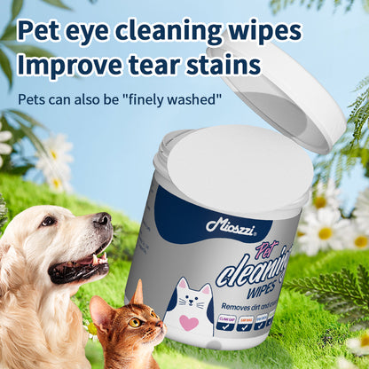 1. Safe formula, alcohol-free, pet-safe, pet-friendly wipes.
2. Add tea tree oil extract to nourish and smooth hair.
3. Powerful, effective in removing dirt and itching.
4. Multi-functional disc wipes for cleaning pet's buttocks and eyes.
5. Buckets of wet wipes, no need to worry about leakage.