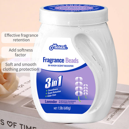 1. Laundry fragrance beads use deodorizing technology to effectively decompose odor molecules.

2. Microcapsule sandblasting technology allows clothes to retain fragrance for a long time.

3. Clothing deodorizing beads can effectively remove sweat stains that are difficult to remove.

4. Effectively soften fabrics, prevent static electricity, and prevent clothes from clumping.

5. Super value combination pack, suitable for home use, safe and easy-to-melt formula.