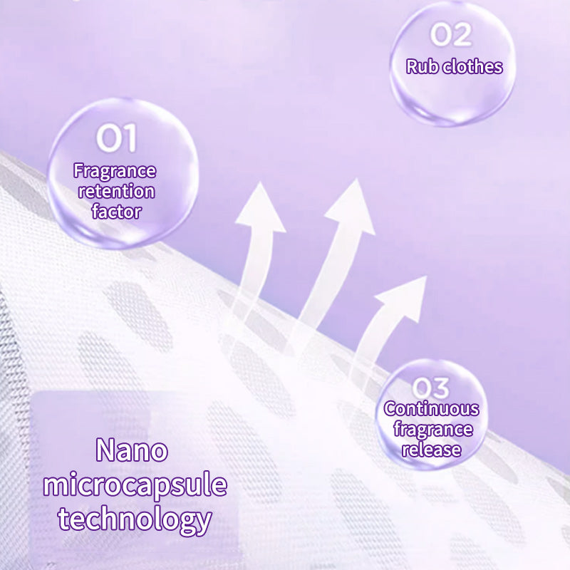 1. Laundry fragrance beads use deodorizing technology to effectively decompose odor molecules.

2. Microcapsule sandblasting technology allows clothes to retain fragrance for a long time.

3. Clothing deodorizing beads can effectively remove sweat stains that are difficult to remove.

4. Effectively soften fabrics, prevent static electricity, and prevent clothes from clumping.

5. Super value combination pack, suitable for home use, safe and easy-to-melt formula.