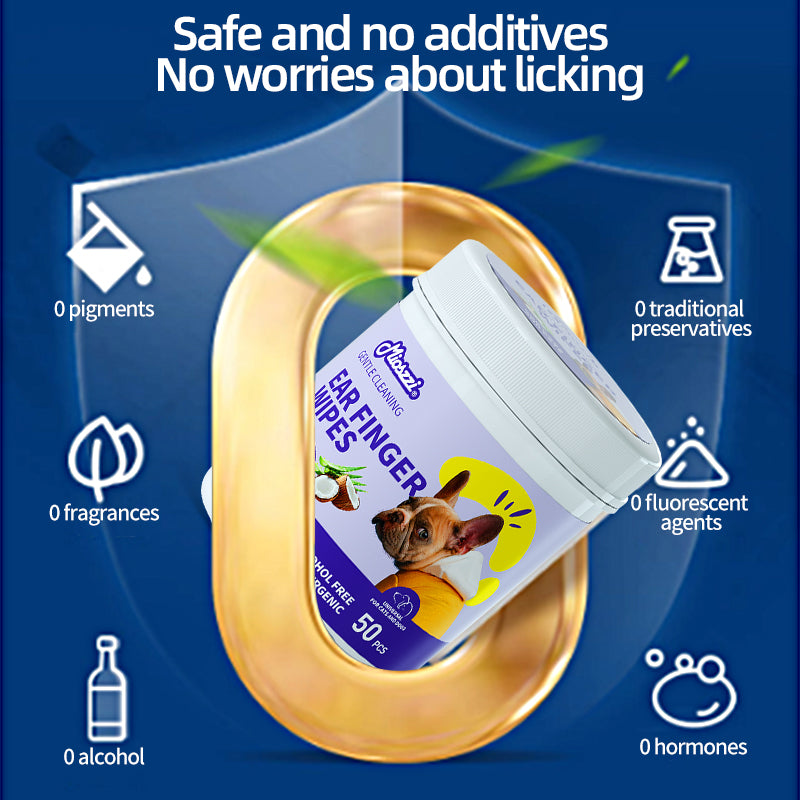 1. Safe formula, alcohol-free, safe for pets, pet-friendly wipes.

2. Added tea tree oil essence to nourish and smooth hair.

3. Powerful, effectively remove dirt and relieve itching.

4. Multifunctional finger wipes for cleaning pet buttocks and eyes.

5. Bucket packaging wipes, no need to worry about leakage.